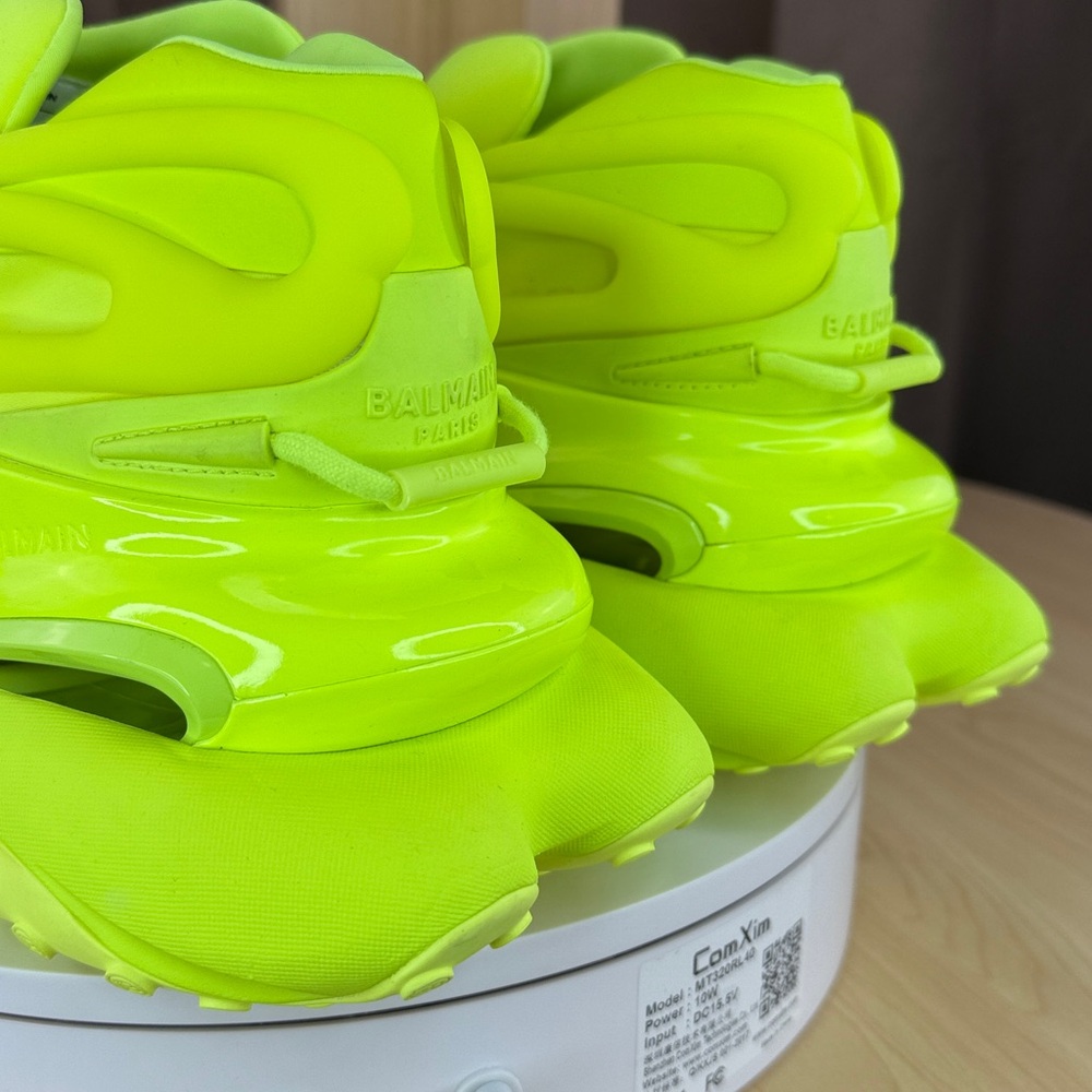 ๐ฅBALMAIN - Unicorn Low-Top Sneakers - Neon Green / Fluo Yellow - Men's US 12 - Picture 7 of 17